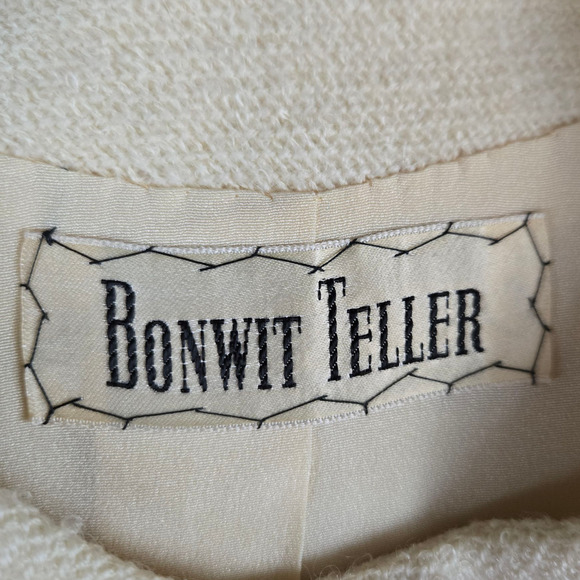 50s Vintage Bonwitt Teller Cream Wool Jackie O Cropped Blazer Skirt Suit Size 4 - Picture 7 of 16